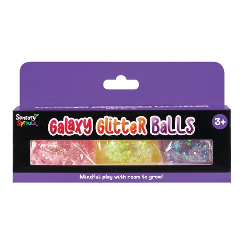 Sensory Sprouts - Galaxy Glitter Balls - Pink, Yellow & Purple