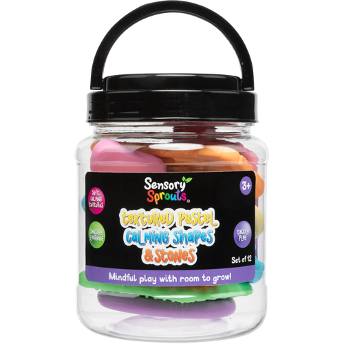 Sensory Sprouts - Textured Calming Pastel Shapes & Stones (jar of 12)