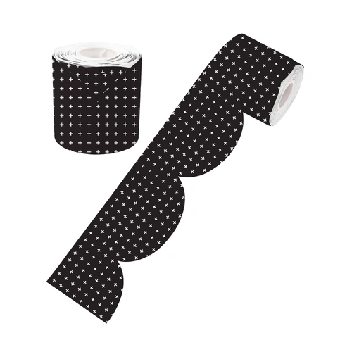 Learning Can Be Fun - Black & White Crosses Rolled Scalloped Border