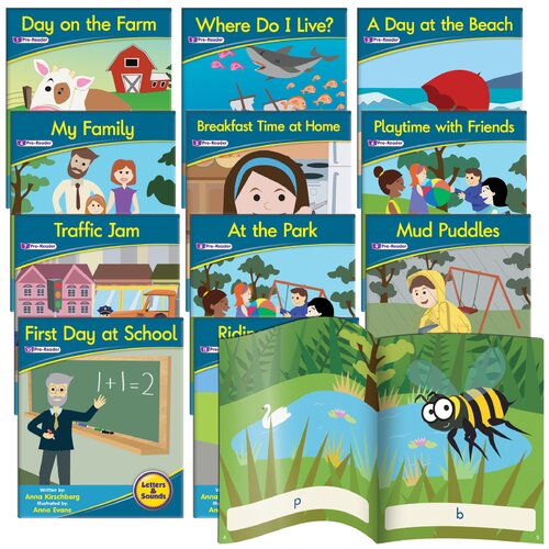 Junior Learning - 12 Decodable Readers - Letters & Sounds Phase 1 Set 1 Fiction