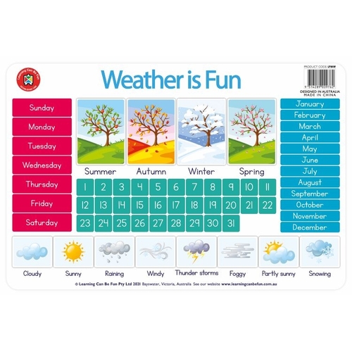 Learning Can Be Fun - Weather is Fun Placemat