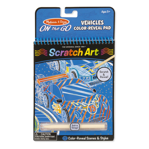 Melissa & Doug - On The Go - Scratch Art Color-Reveal Pad - Vehicles