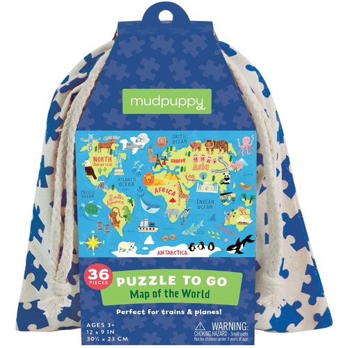 Mudpuppy - Map of the World Puzzle To Go 36pc