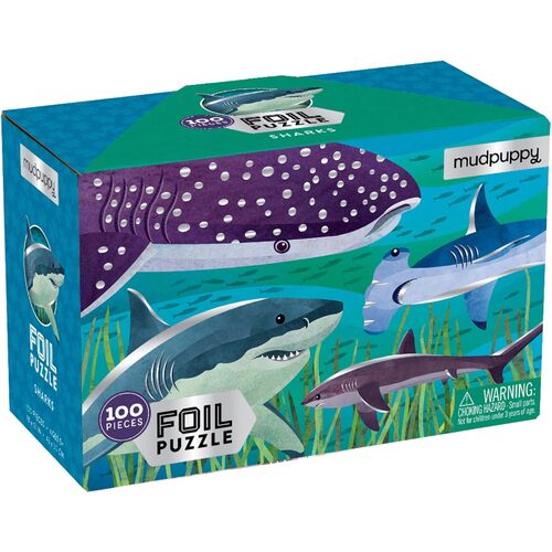 Mudpuppy - Sharks Foil Puzzle 100pc