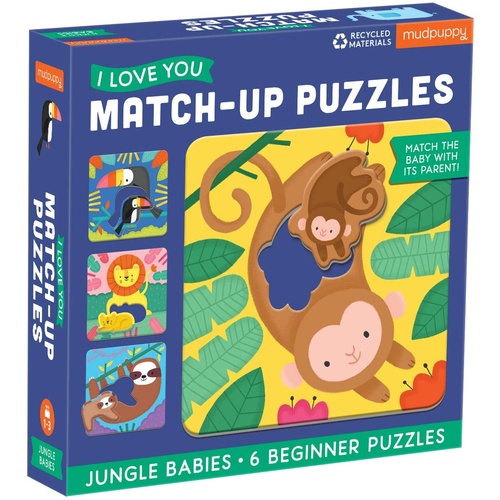 Mudpuppy - I Love U Match-Up Puzzles - Jungle Babies