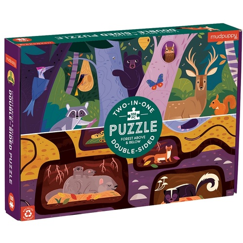 Mudpuppy - Forest Above & Below Double-Sided Puzzle 100pc