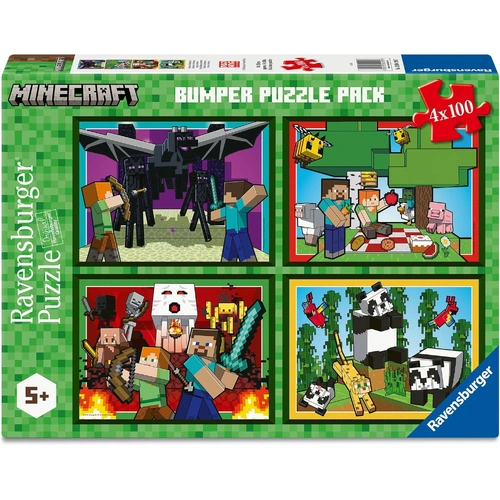 Ravensburger - Minecraft Realms & Adventures Bumper Puzzle Pack 4x100pc