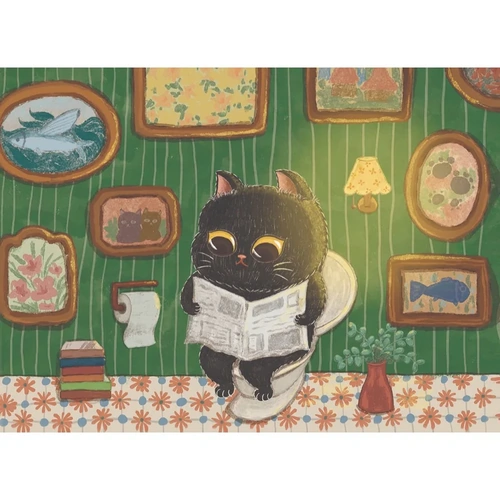The Puzzle Collab - Black Cat on The Toilet Puzzle 500pc
