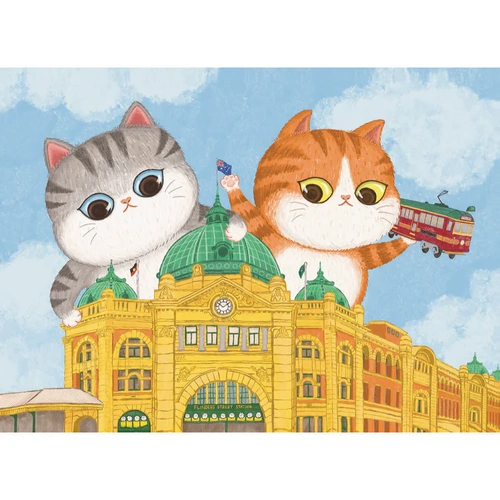 The Puzzle Collab - The Flinders Street Station and Cats Puzzle 500pc