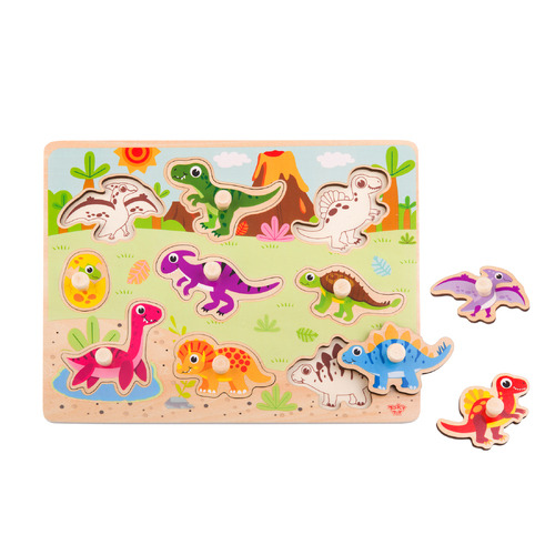Tooky Toy - Dinosaur Peg Puzzle 9pc